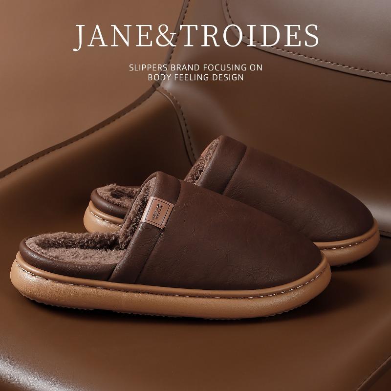 

Cotton slippers women s winter new indoor home waterproof non-slip velvet warm couple cotton shoes men 40-41