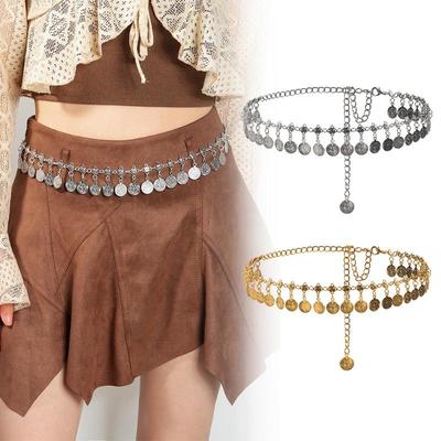 Vintage Ethnic Style Tassel Coin Waist Chain Women  Decorative Belt For Dress Adjustable Jewelry