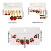 6Pcs Stainless Steel Cherry Strawberry Earrings Red Earrings Fashion Stud Earrings  Women