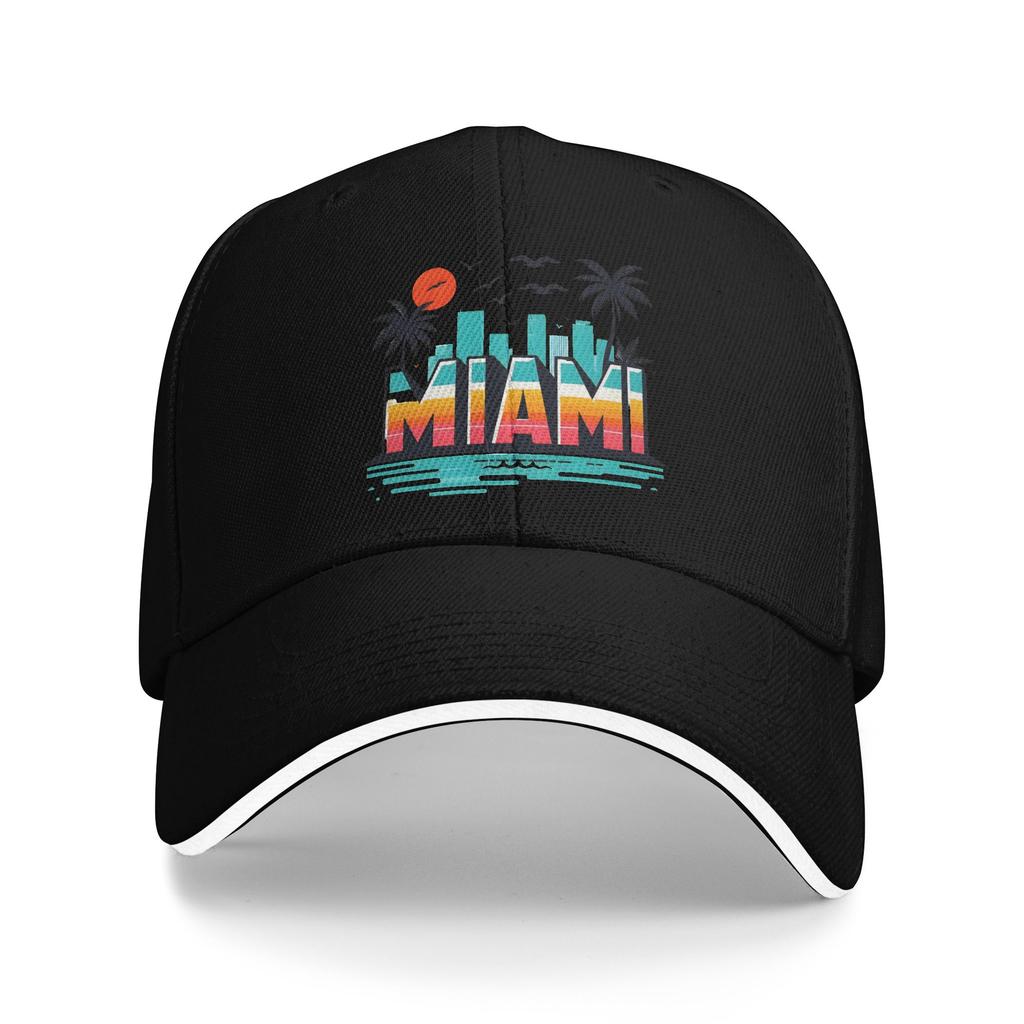 Miami Vacation Sandwich Cap Adult SportBaseball Caps Hats Breathable Polyester Racing Cap Winter Cap