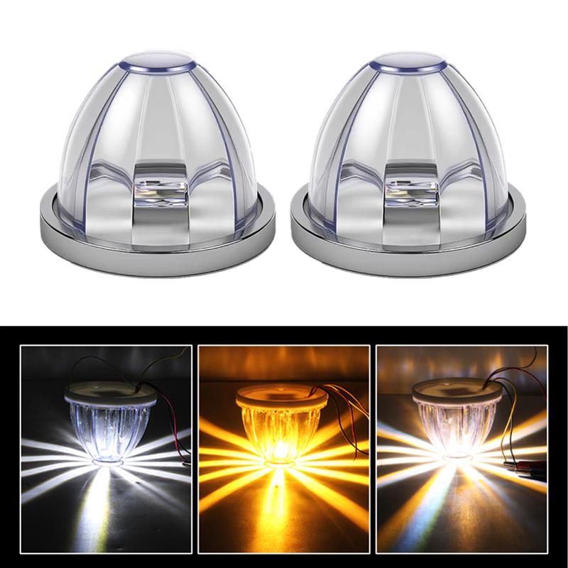 2PCS LED Trailer Lights Dual Color Watermelon Light Truck Side Marker Indicators Warning Lamp with Strobe Truck Side Lamp