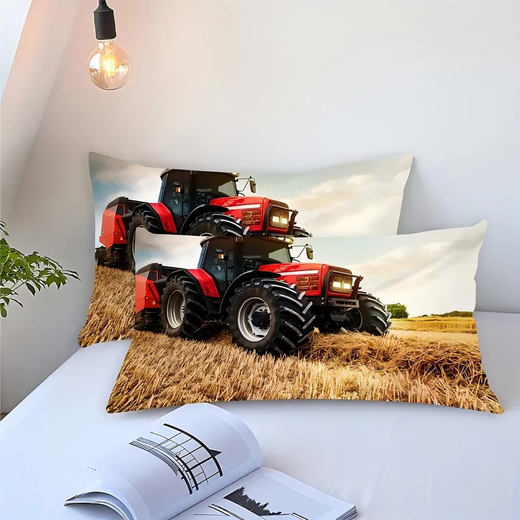 Farm Tractor Pattern 3D Printed Quilt Cover Set For Boys Men Rustic Style Bedding Cover Pillowcase Soft Comfortable Duvet Cover
