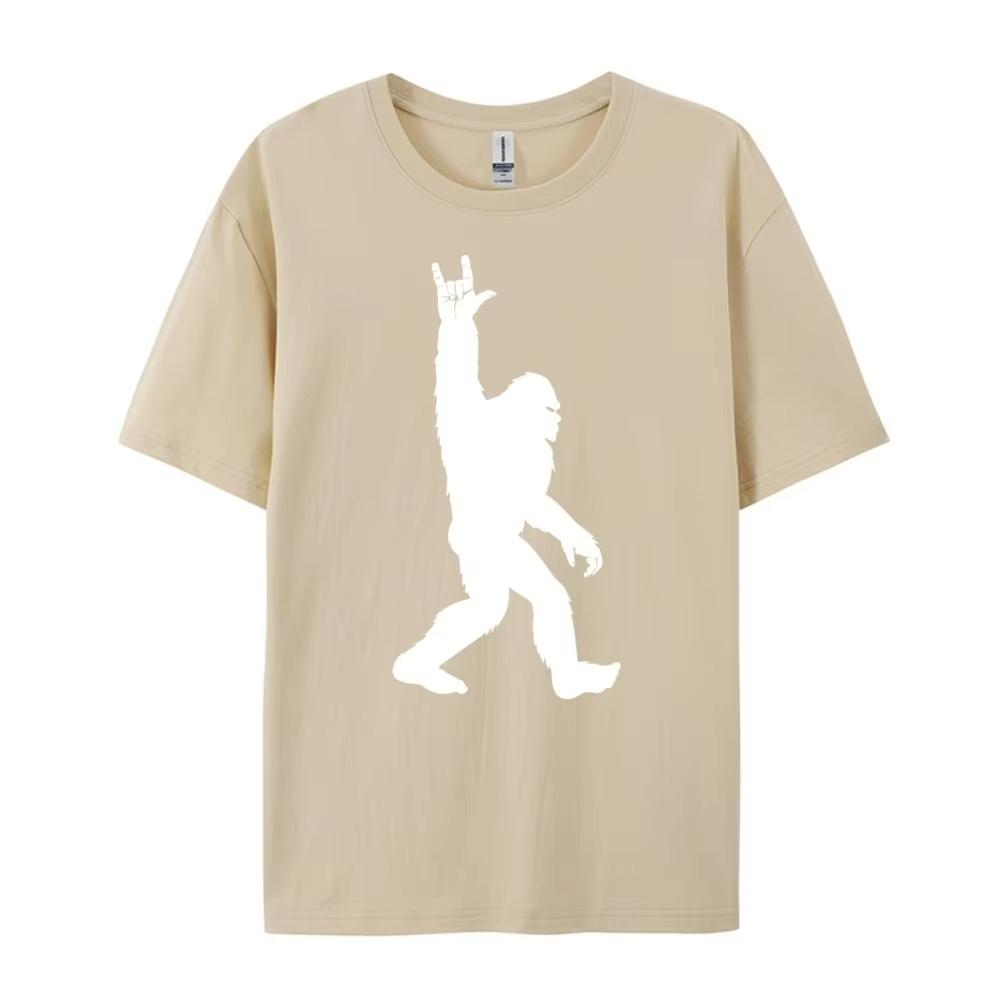 Funny Bigfoot Rock and Roll for Sasquatch Believers Black Graphic Tees Men Cotton Funny Camiseta Natural T Shirts Popular