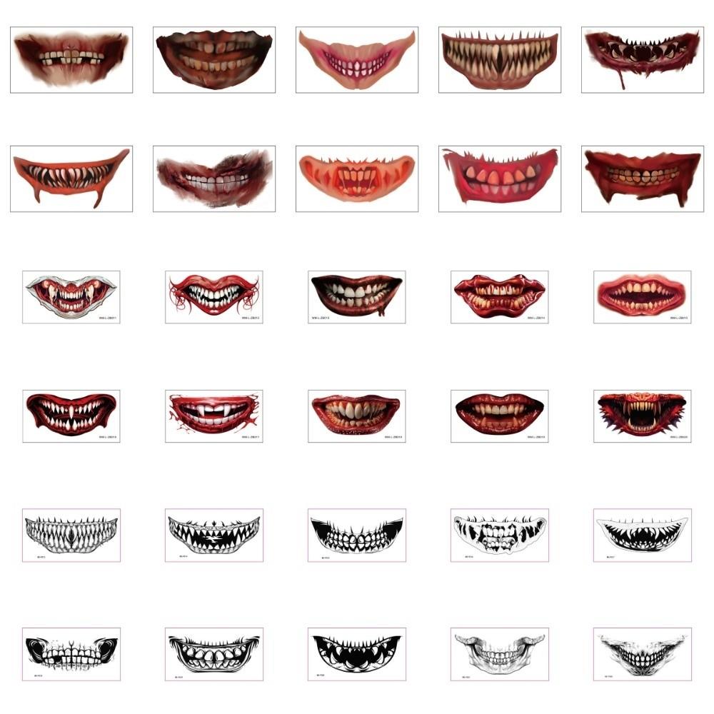 Long-lasting Zombie Cosplay Props Waterproof Bloody Makeup Tattoo Sticker  Party Supplies
