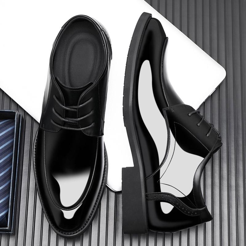 Luxury Men Patent Leather Elevator Shoes Men's Upper Height Increase Insole 6cm/8cm Black Formal Business Lift Wedding Men Shoes