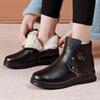 Winter Cotton Shoes Soft Leather Velvet Warm Middle-aged and Elderly Women's Short Boots Flat Non-slip Elderly Grandmother Shoes