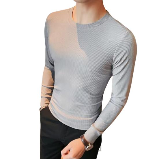 Top de fitness pentru bărbați, de primăvară, toamnă, cu gât rotund, cu mâneci lungi elastice, pulover de culoare solidă, pentru fitness, pentru sport, haine de iarnă