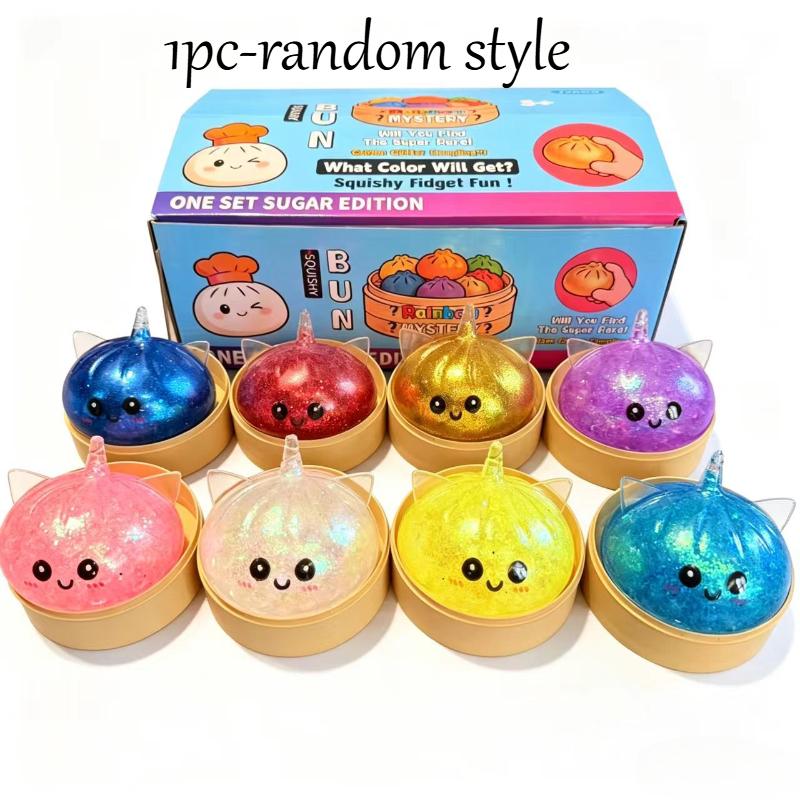 Squishy Stoom Broodje Dumpling Speelgoed Eenhoorn Kat Knijpspeelgoed Langzaam Rijzend Glitter Stressbal Rekbaar Ontspannend Fidget Speelgoed