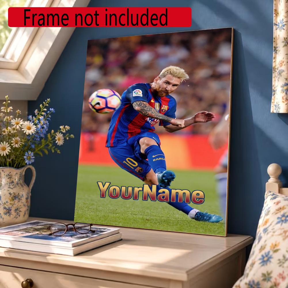 Messi Customize Your Name Diamond Painting Round Diamond Diy Frameless Holiday Artwork Suitable For Home Office Wall Decoration