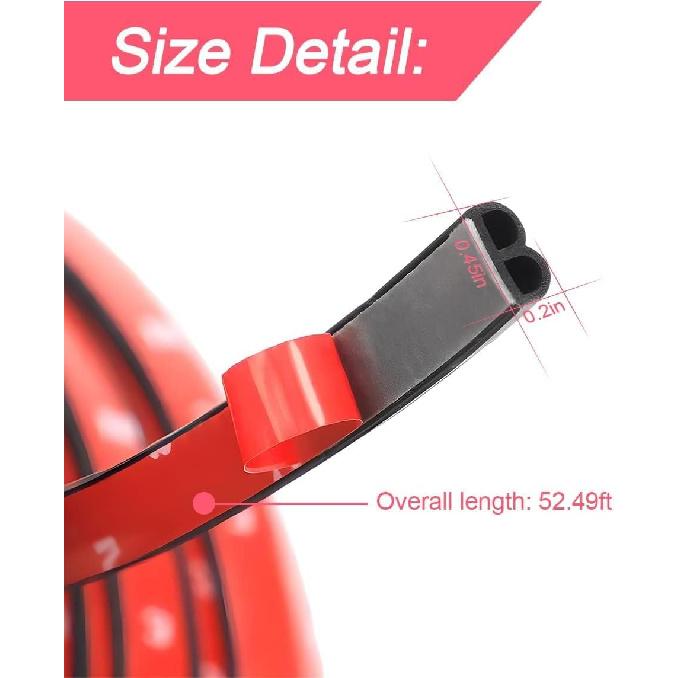 Double Layer Self-Adhesive Car Door Rubber Seal Strip - 5 Holes Sealing Stickers, Noise Ulation Weatherstrip, Edge Protector, Auto Interior