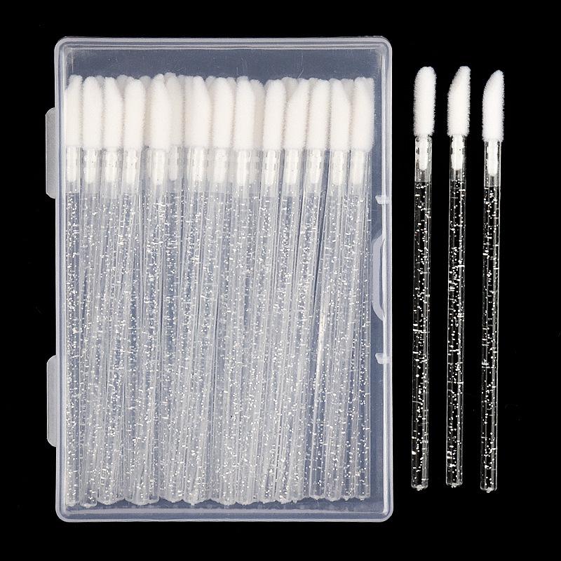 50 Stück Nylon Lippenpinsel Make-up Werkzeuge mit Kristallgriff