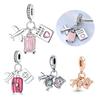 Fit 3Mm Original Bracelet Womens Copper Zirconia Three-In-One Airplane Travel Luggage Charms Beads Diy Jewelry Gift