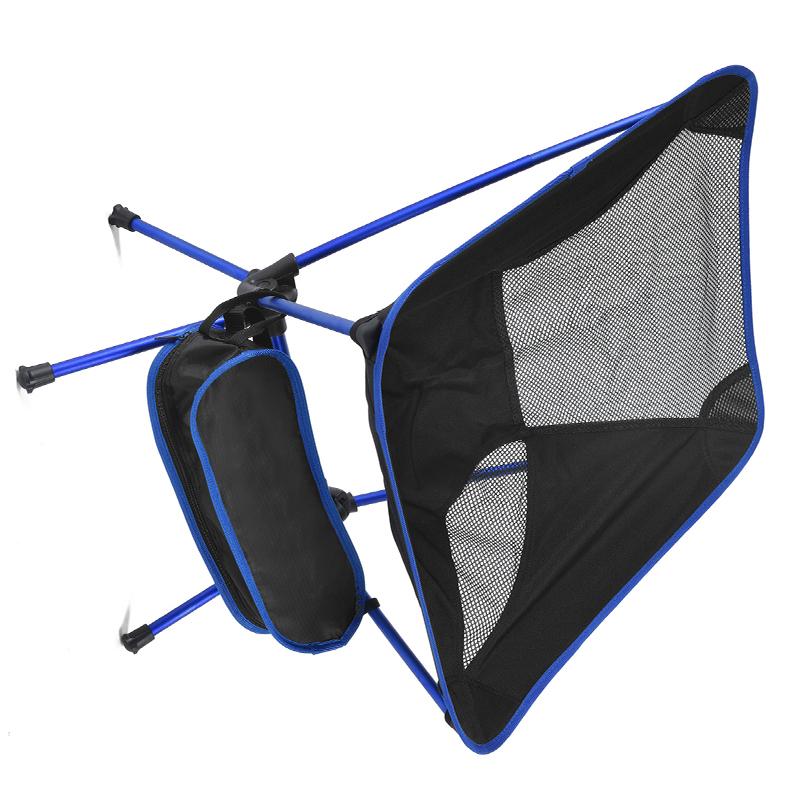 Outdoor Folding Beach Chair Portable Mesh Back Aluminum Alloy Rack Camping Chair for Fishing Dark Blue