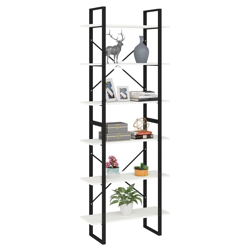 Floor standing Shelf Tall White 80 x 30 x 210 cm Solid Pine Wood
