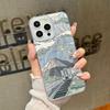Cartoon Mountain Print Glitter Phone Case For iPhone 16 15 Pro Max 14 Pro 13 12 11 Clear Shockproof Hybrid TPU PC Glossy Slim Cover