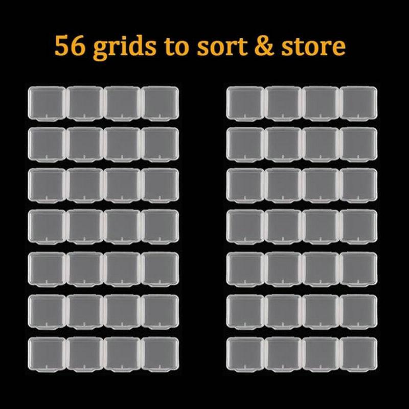 1Pcs 56 Grids Diamond Art Bead Organizer Box Compact & Portable Clear Plastic Case for Jewelry & Gems Storage and Organizing