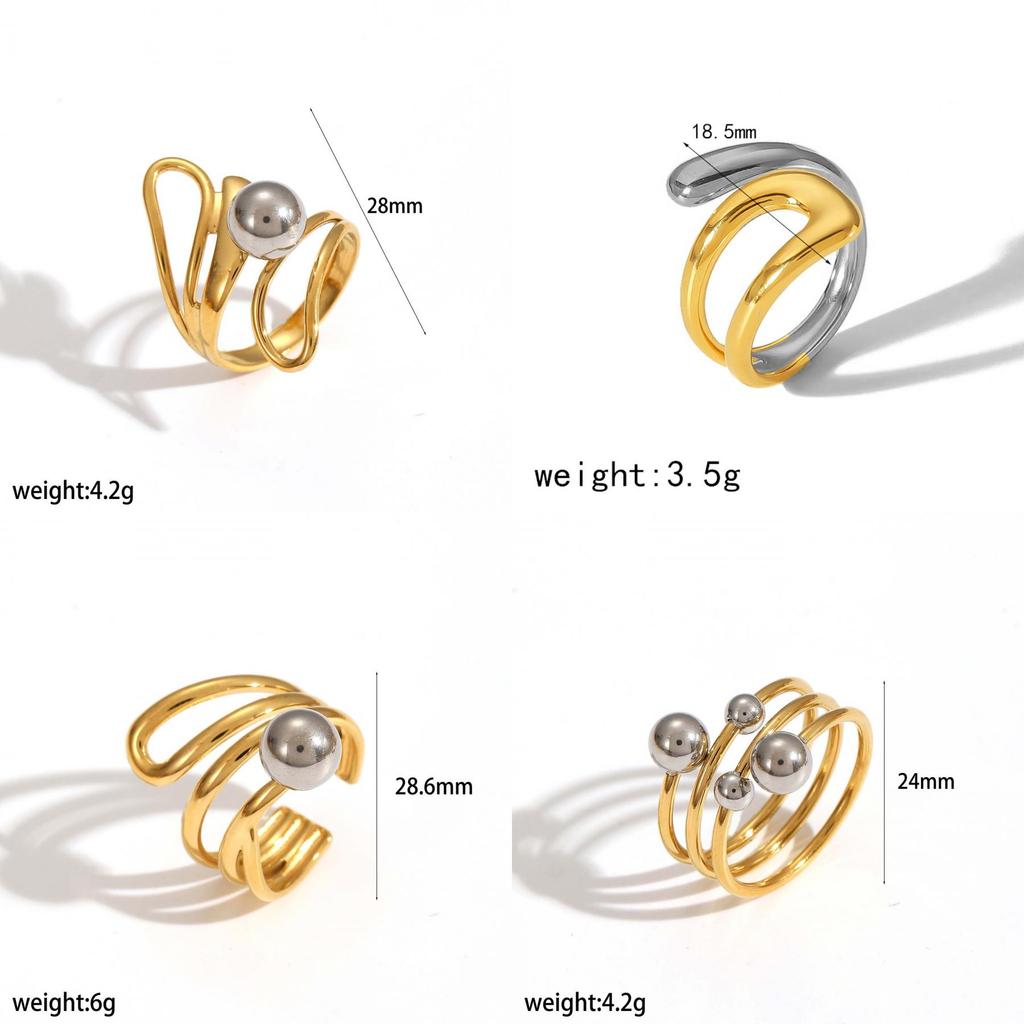 Geometric Titanium Steel Ring For Women Fashion Minimalist Hollow Design Jewelry
