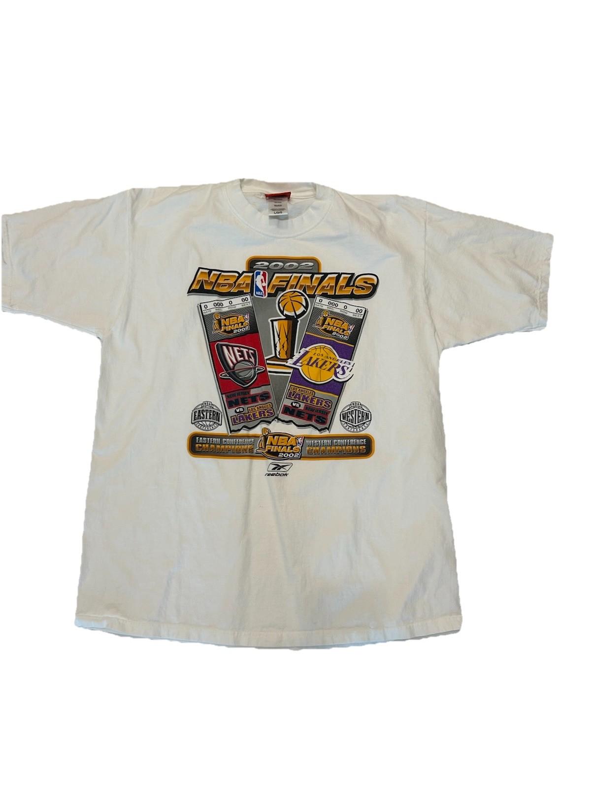 Vintage 2002 NBA Finals Lakers Nets White Graphic T-Shirt Large XL