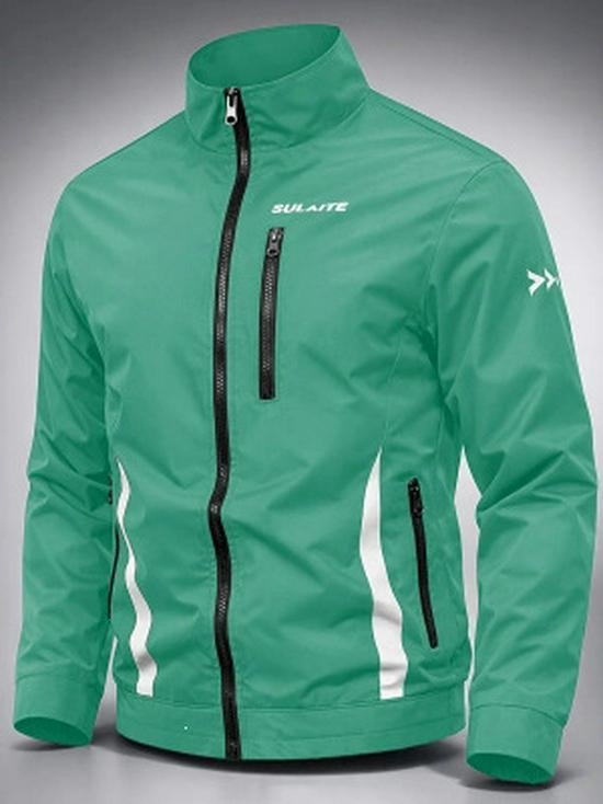 EU Size Mint Green Motorcycle Flight Jacket for Young Men