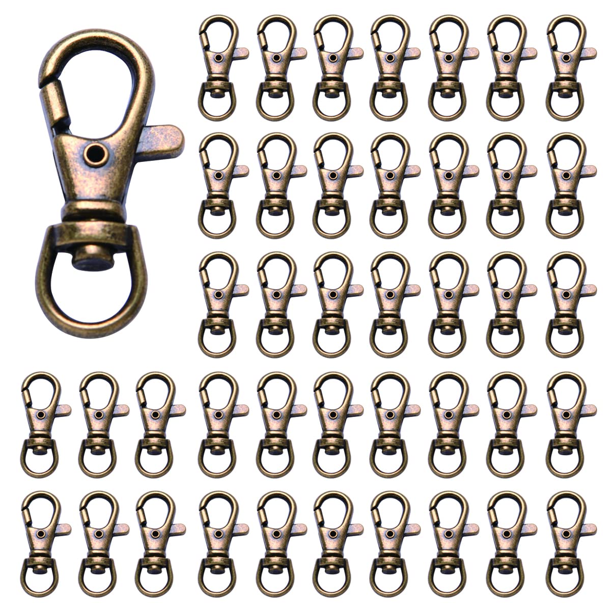 

38 мм карабины для брелков, поворотные крючки, металлические детали, карабины для DIY аксессуаров, материалы для рукоделия ручной работы, 30 штук (38мм/5г, античное золото)