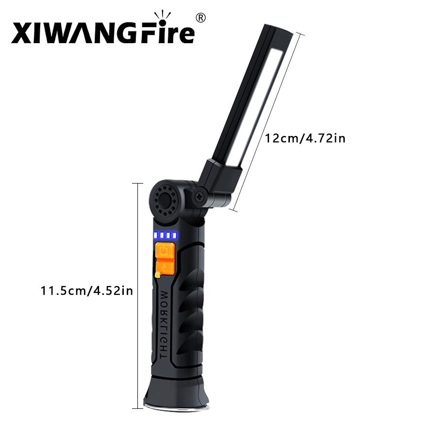 360° Folding Magnetic COB Handheld Work Light with Multi-functional Red Warning Light