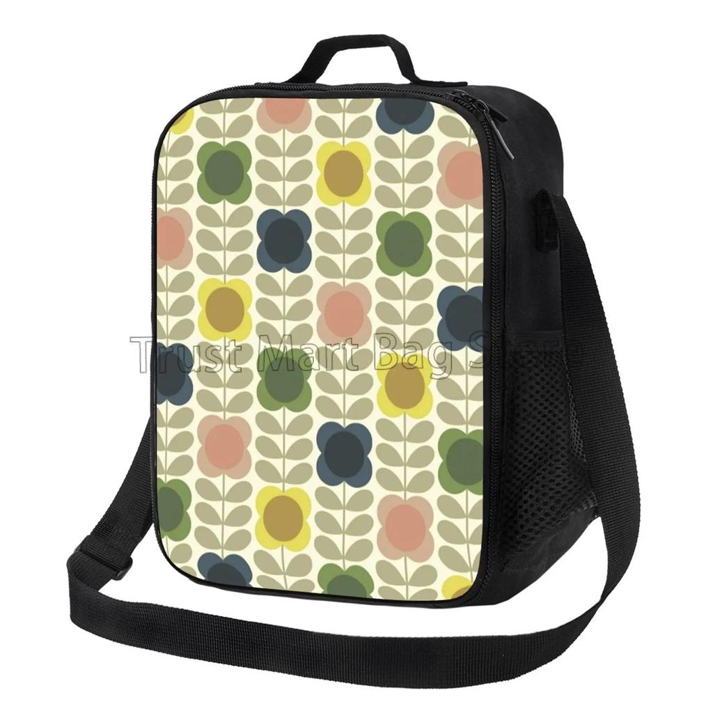 Orla Kiely Sac à Lunch Portable Motif Feuilles Colorées Réutilisable Isotherme Fourre-tout Bento avec Sangle Réglable pour Travail Pique-nique Voyage