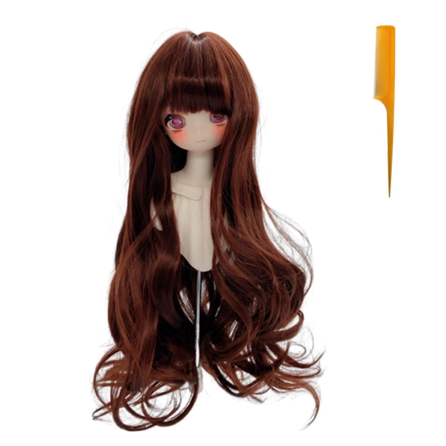 

Doll Wig for Straight Heat Resistant Inch Head DIY Doll Hair Accessories 1/3/1/6 BJD/SD Dolls, Curly, Long, Hair, (180°C), 8-9 (21-24cm