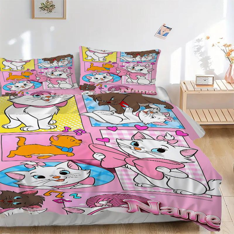 Custom Name Cute Pink Bow Heart Print 3Pcs Bedding Set Duvet Cover With 2 Bedro Pillowcase Home Birthday Gift