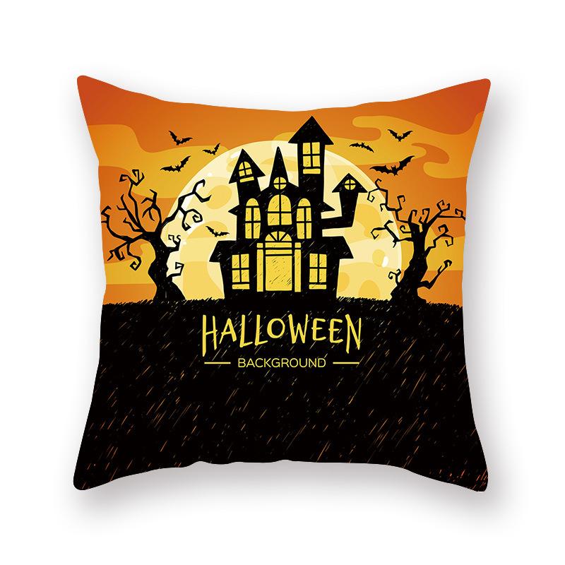 Halloween Pillow Cover Cartoon Pumpkin Head New Peach Skin Cushion Cover Sofa Cushion