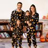 Halloween Printed Family Matching Hooded Long Sleeved Zippered Hooded Jumpsuit Set