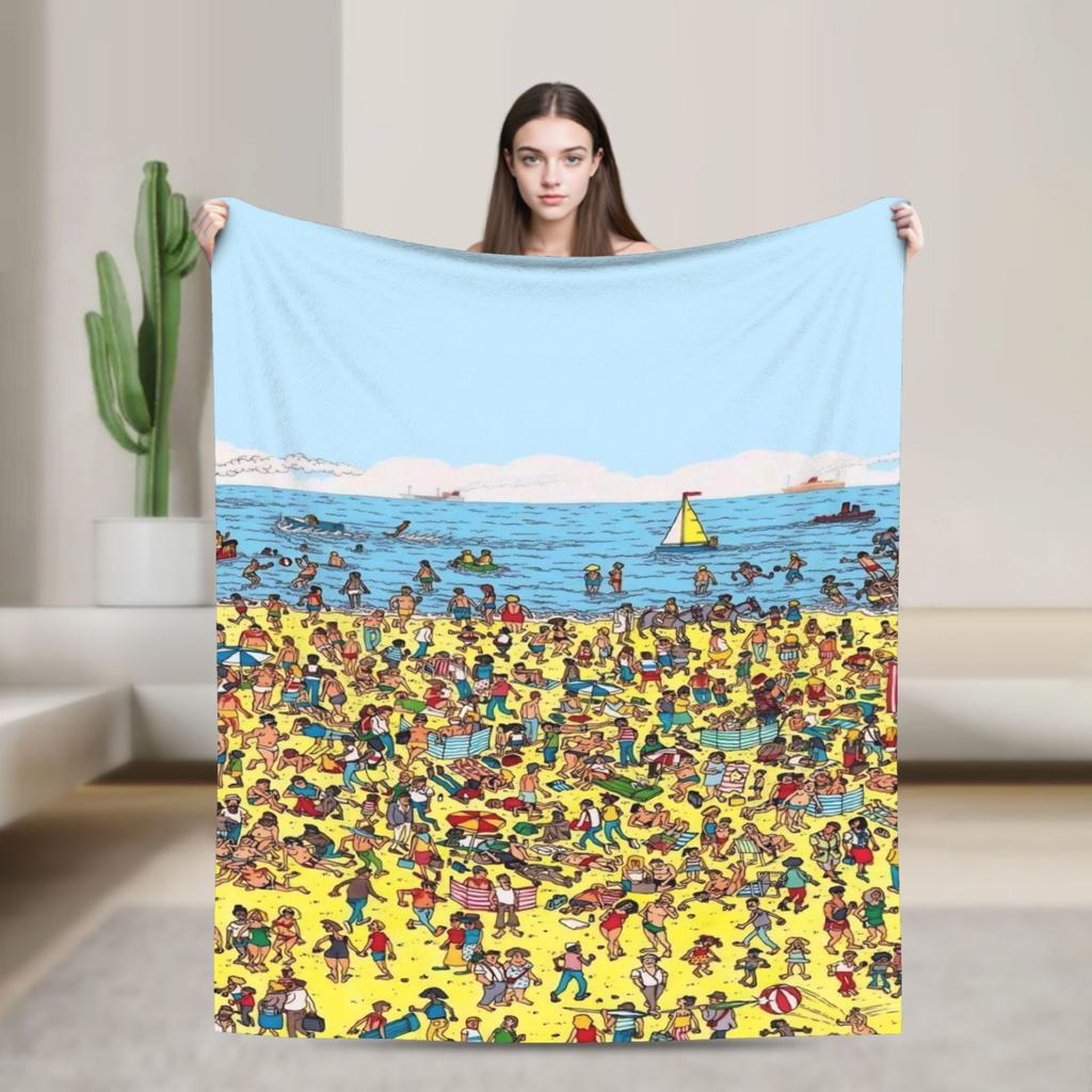 Wally Waldo Blankets Flannel Cozy Soft Throw Blankets for Home Plush Thin Quilt
