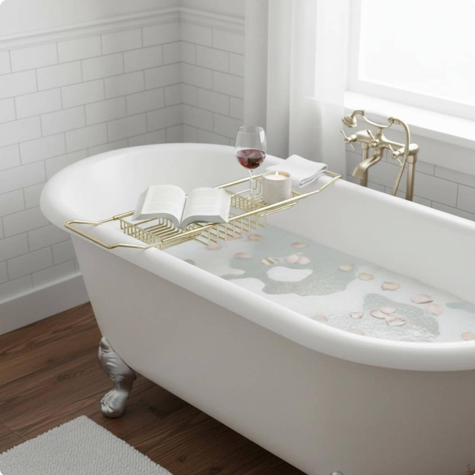 Extendable Bathtub Shelf Rust Resistant Bathroom