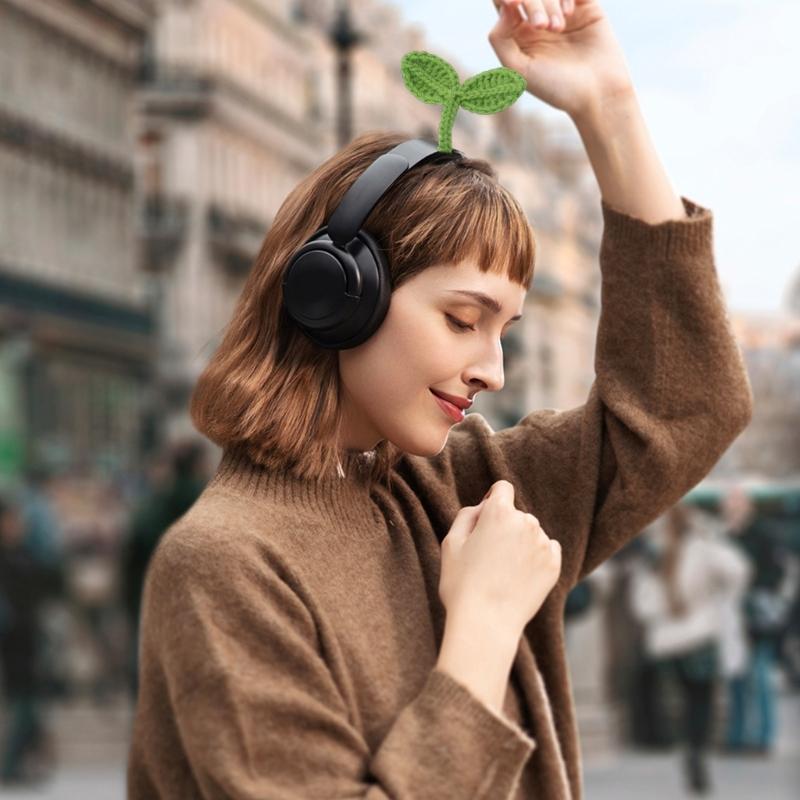 Ručně háčkovaná ozdoba listového klíčku Multifunkční příslušenství pro sluchátka Stahovací pásky do rohů Záložky