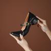 Fashion Women Shoes Pumps Genuine Leather Buckle Strap Thick Mid Heels Shoes Ins Spring 2025 Spring New Vintage Office Dress Size 34-40
