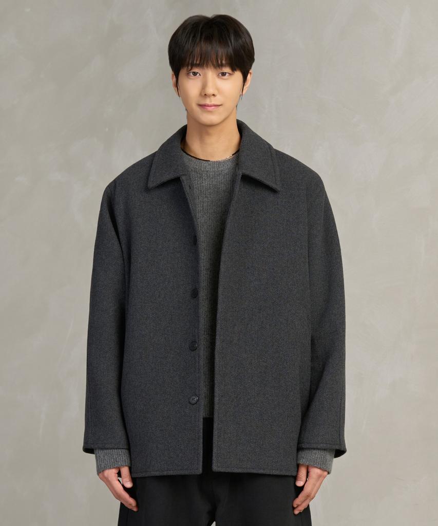 Hyoji Fw Herringbone Wool Half Coat