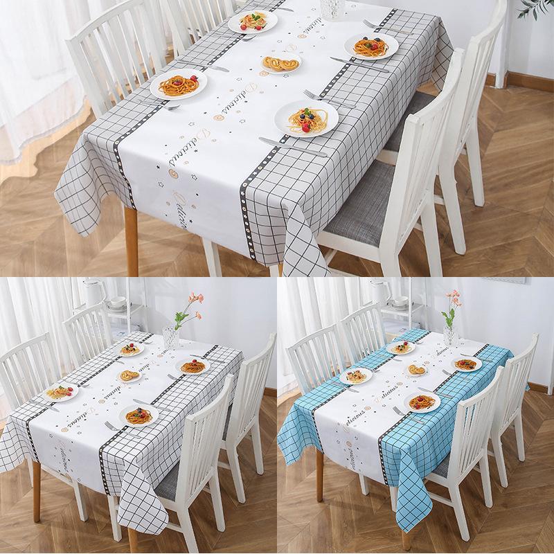 Home Tablecloth, Anti-scalding, Waterproof, Oil-proof, No-wash PVC Plaid Coffee Table Table Mat, Dormitory Tablecloth