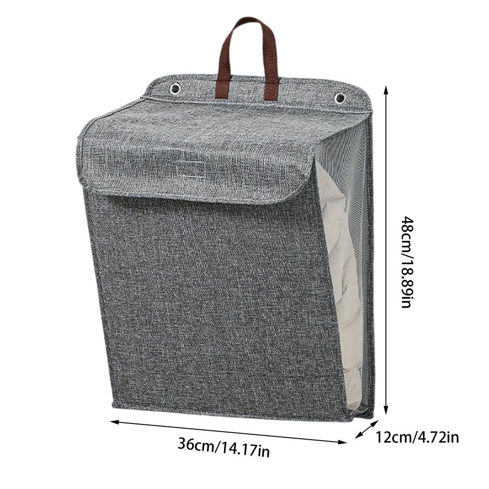 Foldable Adhesive Laundry Basket Hamper Multifunctional Punch Free Wall Hanging Washing Clothes Mesh Hook Organizer