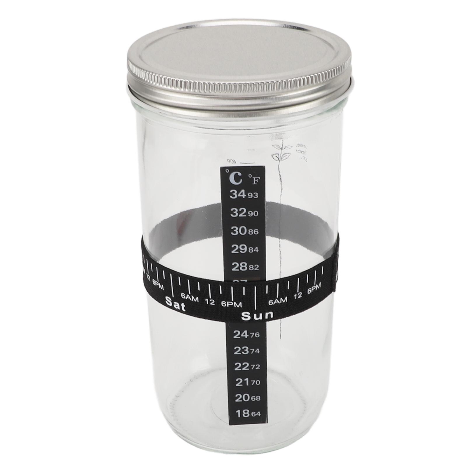 

Sourdough Bread Starter Kit 34oz Glass Jar with Lid Date Feeding Mark Band Thermometer Band Silicone Scraper Bread L