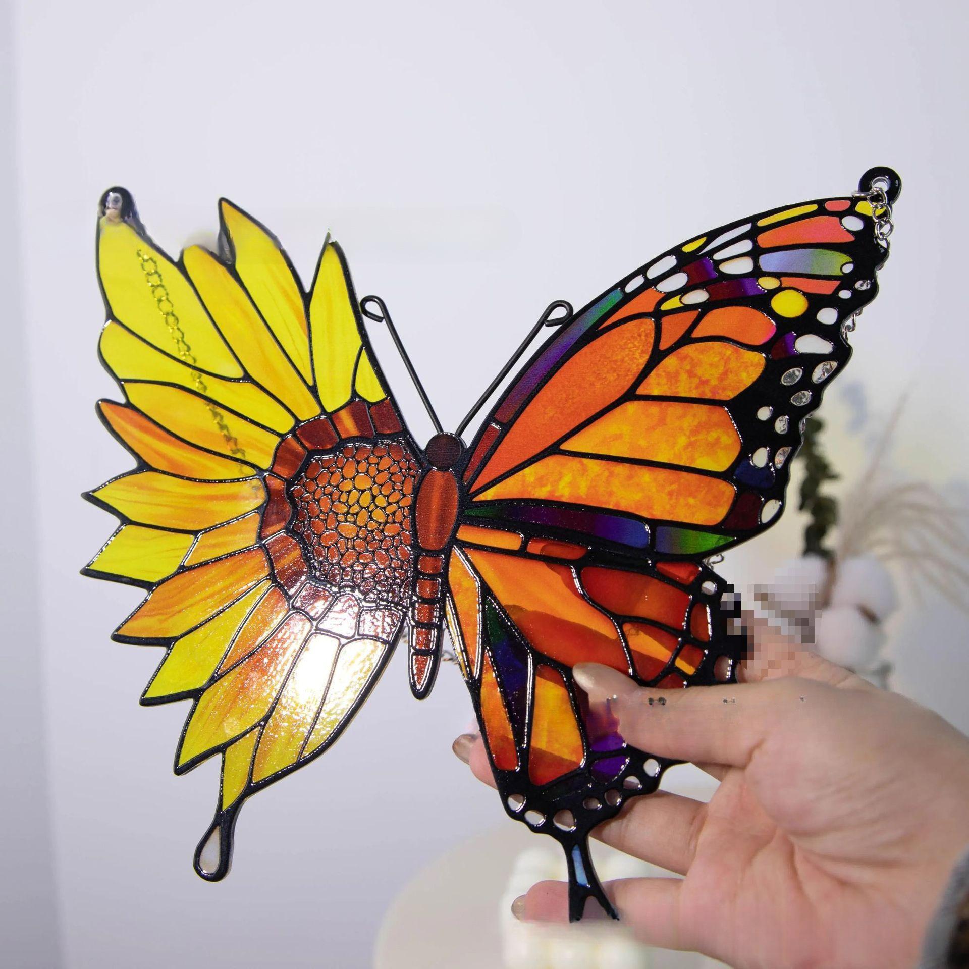 Butterfly and Sunflower Green Moth Suncatcher Light