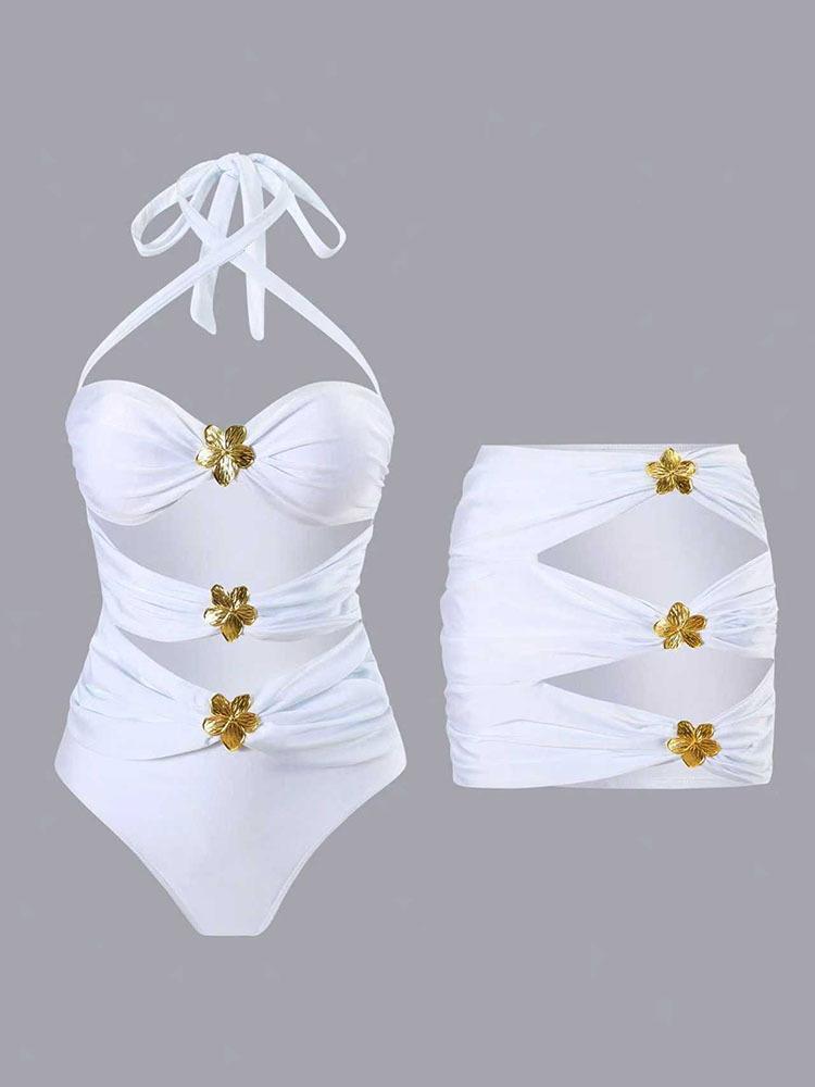 TS JYL-BK333 Polka Dot Cami Swimsuit, Slim Alluring Swimwear For Spa S хаки