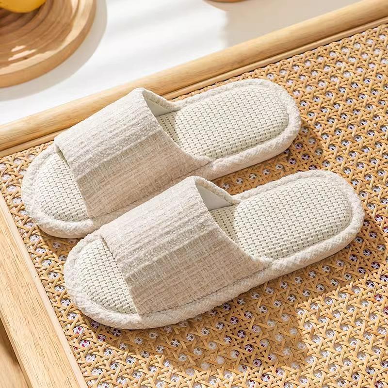 Linen Couple's Slippers Indoor Home Household Women Slippers Cotton Linen Couples Anti-slip Slippers Floor Mute Sandals Slippers