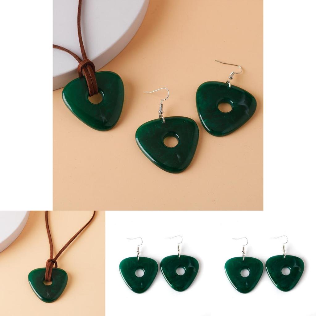 Coraline And The Secret Door Jewelry Set With Geometric Earrings And Jade Pendant For Women