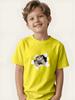 Boy's Simulated Cat Print Round Neck Short-sleeved Children's Summer Skin-friendly