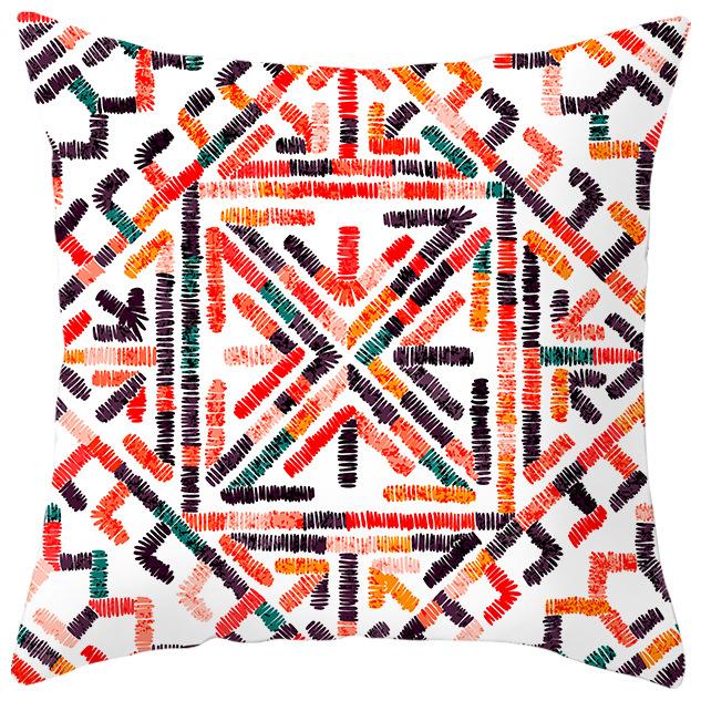New Ethnic Style Pillow Cover Bohemian Color Geometric Pattern Peach Leather Velvet Retro Pillow Cushion Cover