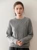 Efterår/Vinter 3D Diamant Flettet Cashmere Sweater - Dame Rund Hals, Langærmet, Ensfarvet, Varm & Komfortabel