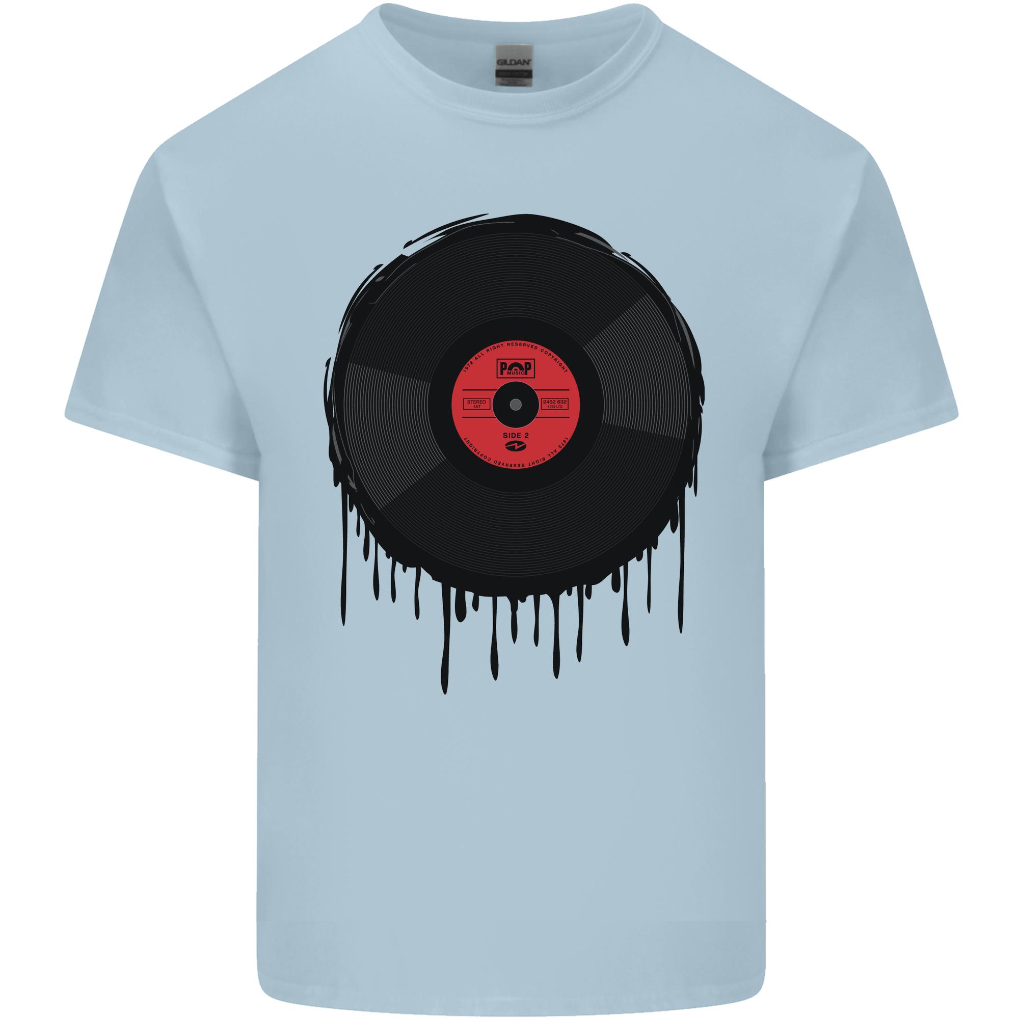 A Dripping Vinyl Record Turntable Decks DJ Unisexs Light Cotton TShirt S
