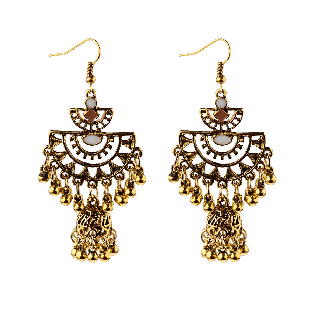 

2022 Бохо Индийские Джумки Большие Колокольчики Висячие Серьги для Женщин Винтаж Цвет Серебра Металлические Круглые Серьги Цыганский Циркон