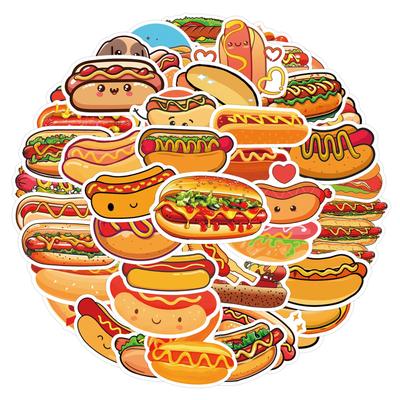 55 Food Series Hot Dog Graffiti Aufkleber für Wasserflaschen, Koffer und Skateboards