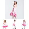 Elegant Super Mario Pink Princess Peach Costume Dress With Crown And Gloves Set