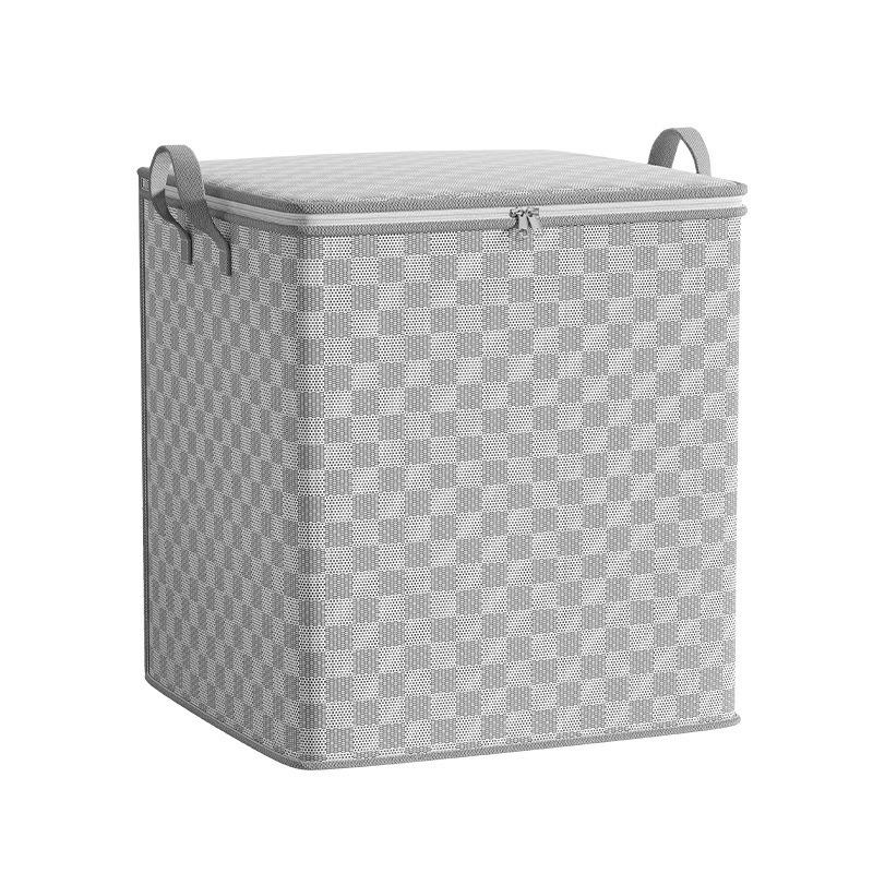 Checkered Quilt & Coat Storage Bag - Large Capacity, Durable & Ideal for Moving and Organization.